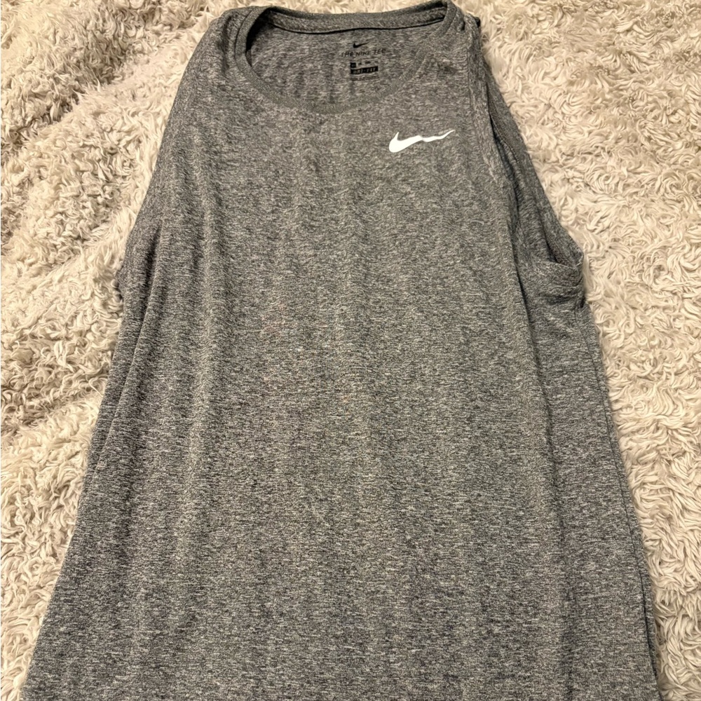 Nike Grey Heather Athletic Tank Top with White Swoosh
